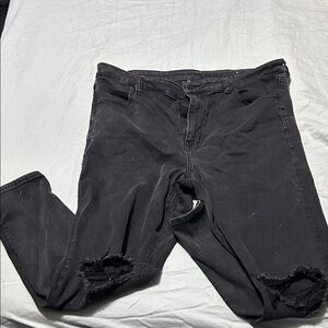 American Eagle Black Distressed Jeggings